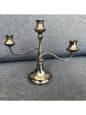 Vintage Essex Silver Co Quadruple Plate Candelabra 3 arm Curvy